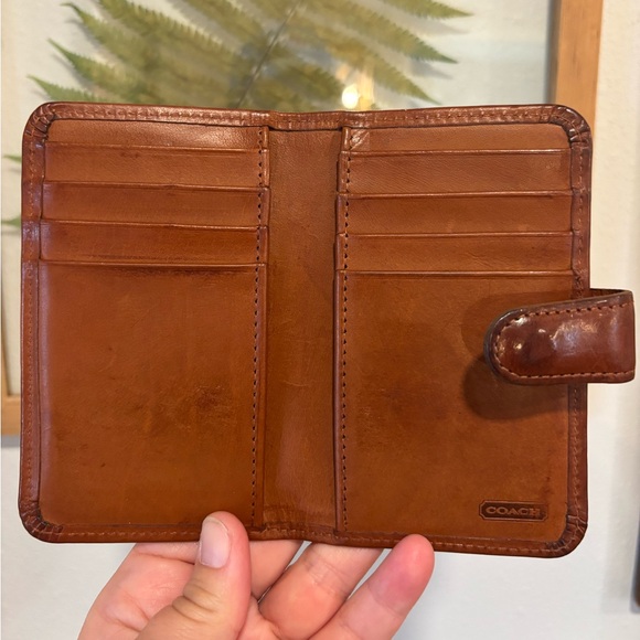 Vintage Coach British Tan Glove Tanned Leather Checkbook Wallet 80s 90s USA - Picture 2 of 6